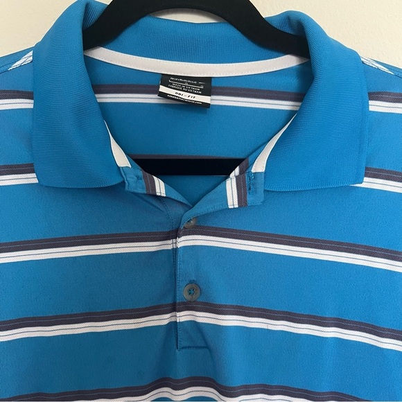 Nike Dri-Fit Men's Blue Striped Polo Shirt - Picture 3 of 5